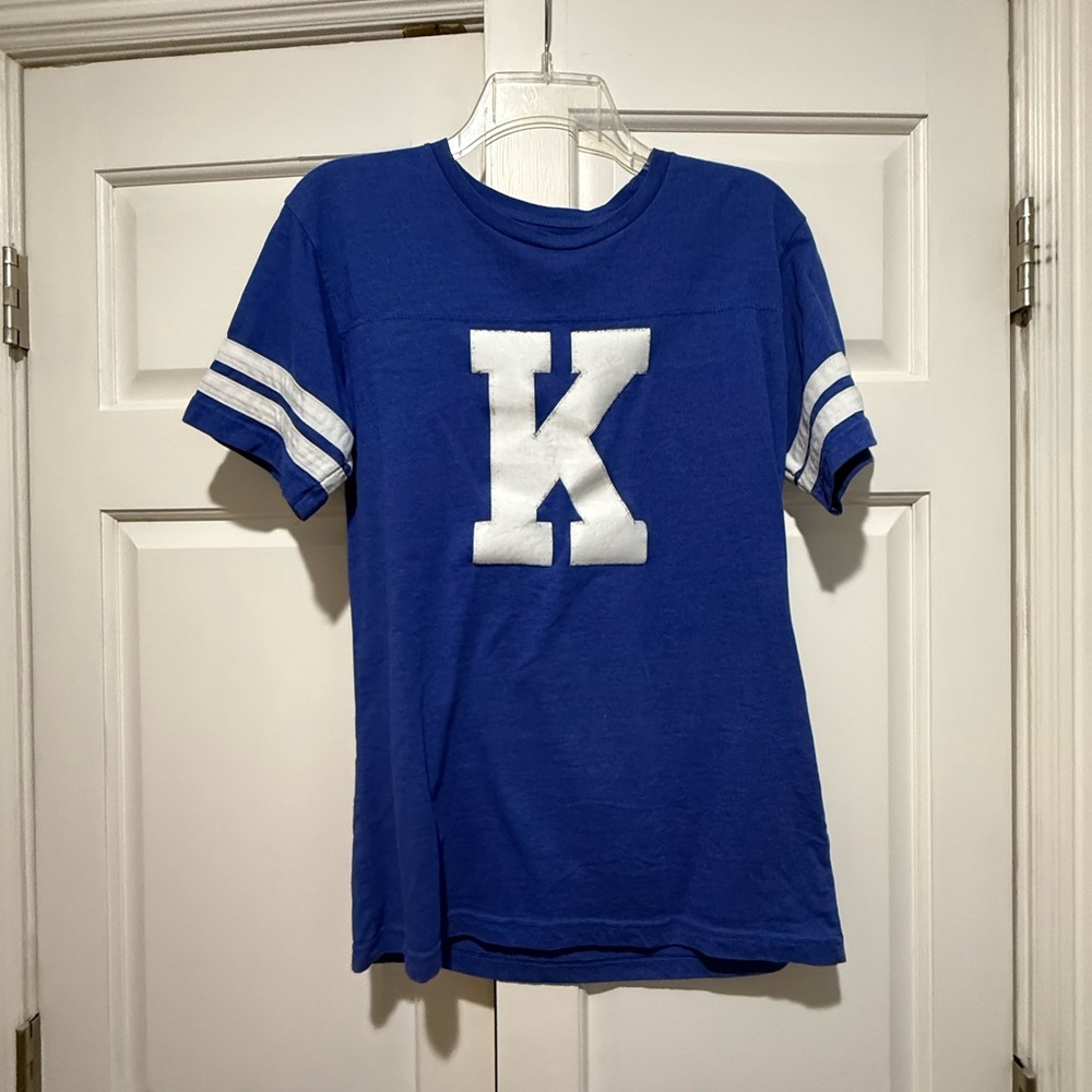 Blue and White Collegiate Short Sleeve Tee